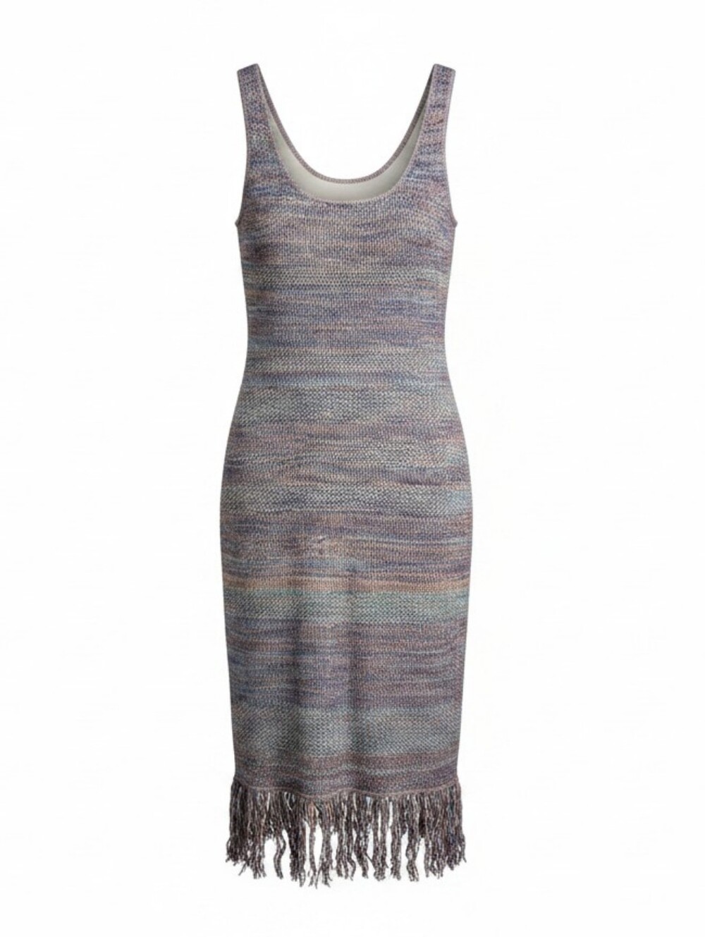 Future Collective with Alani Noelle Womens Multicolor Knit Fringe Midi Dress XXL